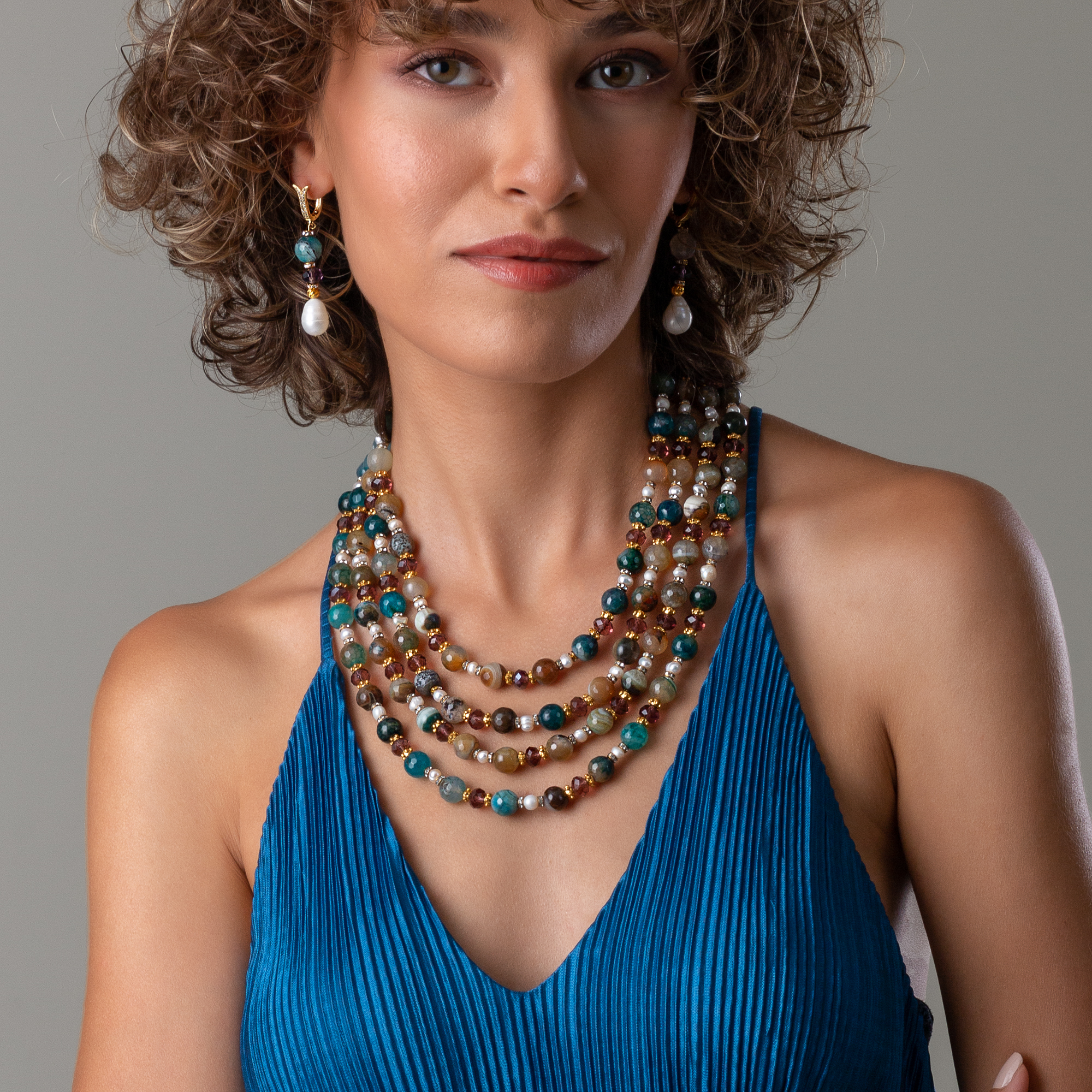 Aqua Necklace and Earrings Set